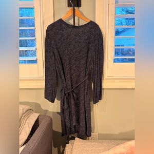 MELISSA NEPTON Dark Gray Patterned Long Sleeve Dress